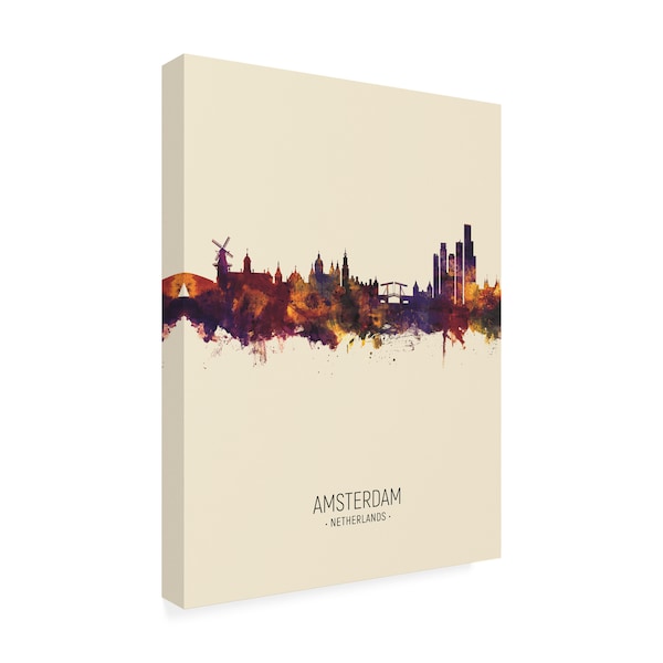 Michael Tompsett 'Amsterdam The Netherlands Skyline Portrait III' Canvas Art,14x19